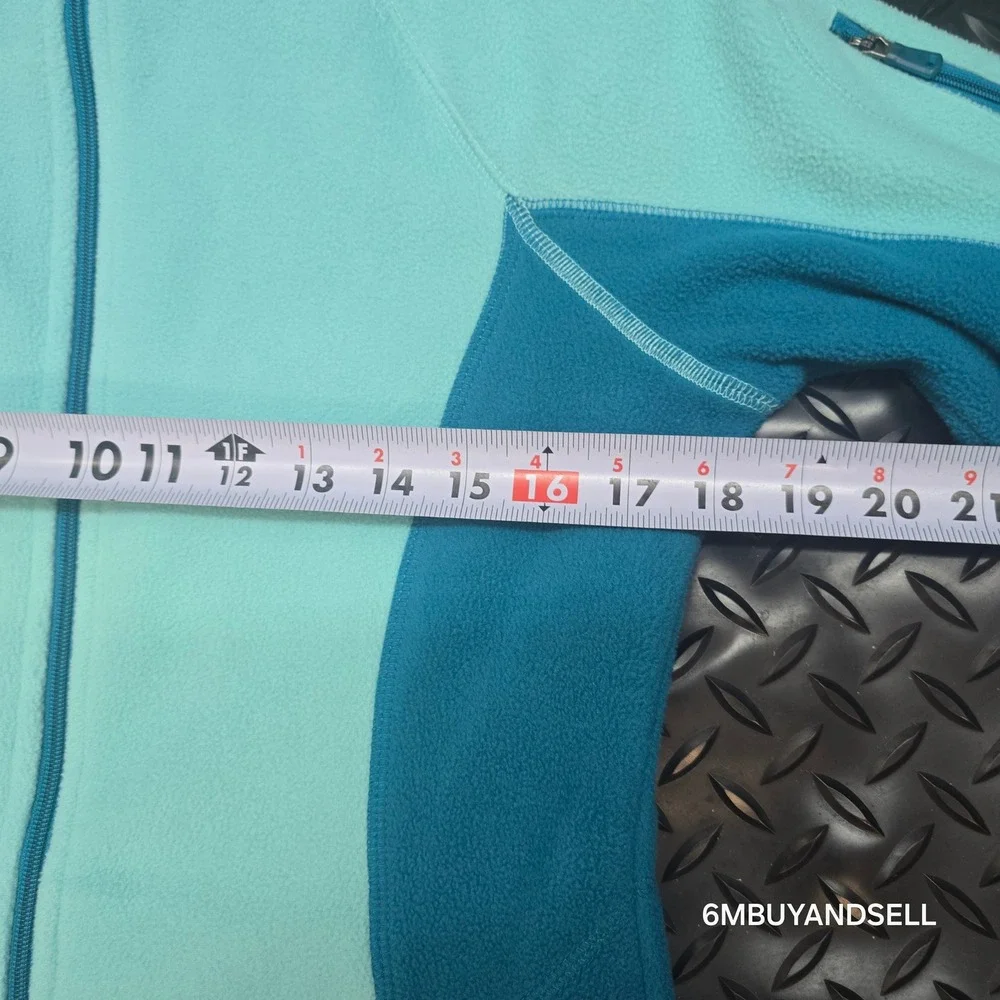Tek Gear Womens Fleece Jacket Full Zip Teal Aqua Colorblock Thumbholes Size M